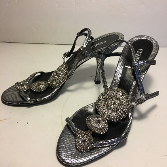 fendi silver sandals